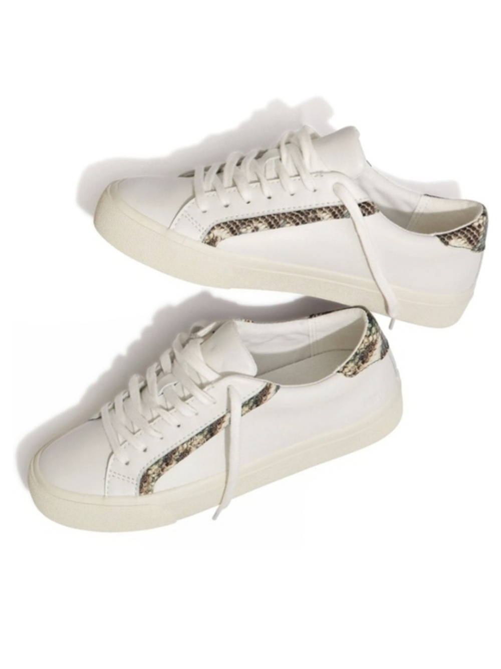 MADEWELL Sidewalk Low-Top Leather & Snake-Print Sneakers NWOB Sz 9